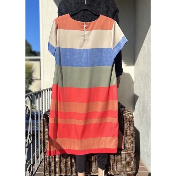 VINCE CAMUTO Color Block Multi-color Stripe Sheath Dress Size 12 Womens Career - Picture 2 of 7
